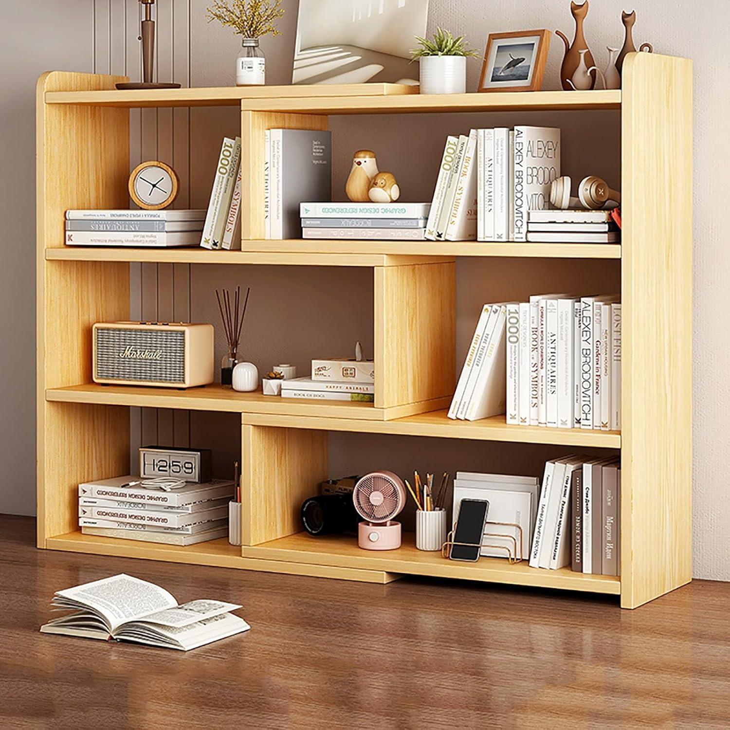 Drewniane Półki Na Biurko Regulowana Półka Na Biurko Wolnostojąca Mała Biblioteczka Artykuły Biurowe Półka Do Przechowywania Biurko Schludny Organizer, D, 40-80 * 17 * 80