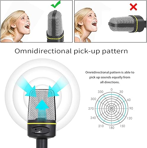 Miniatura 6 de SF-920 Micrófono de condensador profesional de 0.138 in con cable Micrófono capacitivo de estudio con soporte de trípode para PC de escritorio