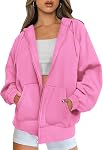 Jhsnjnr Femmes Zip Up Hoodies avec Poches Veste à capuche manches longues Sweatshirt casual surdimensionné