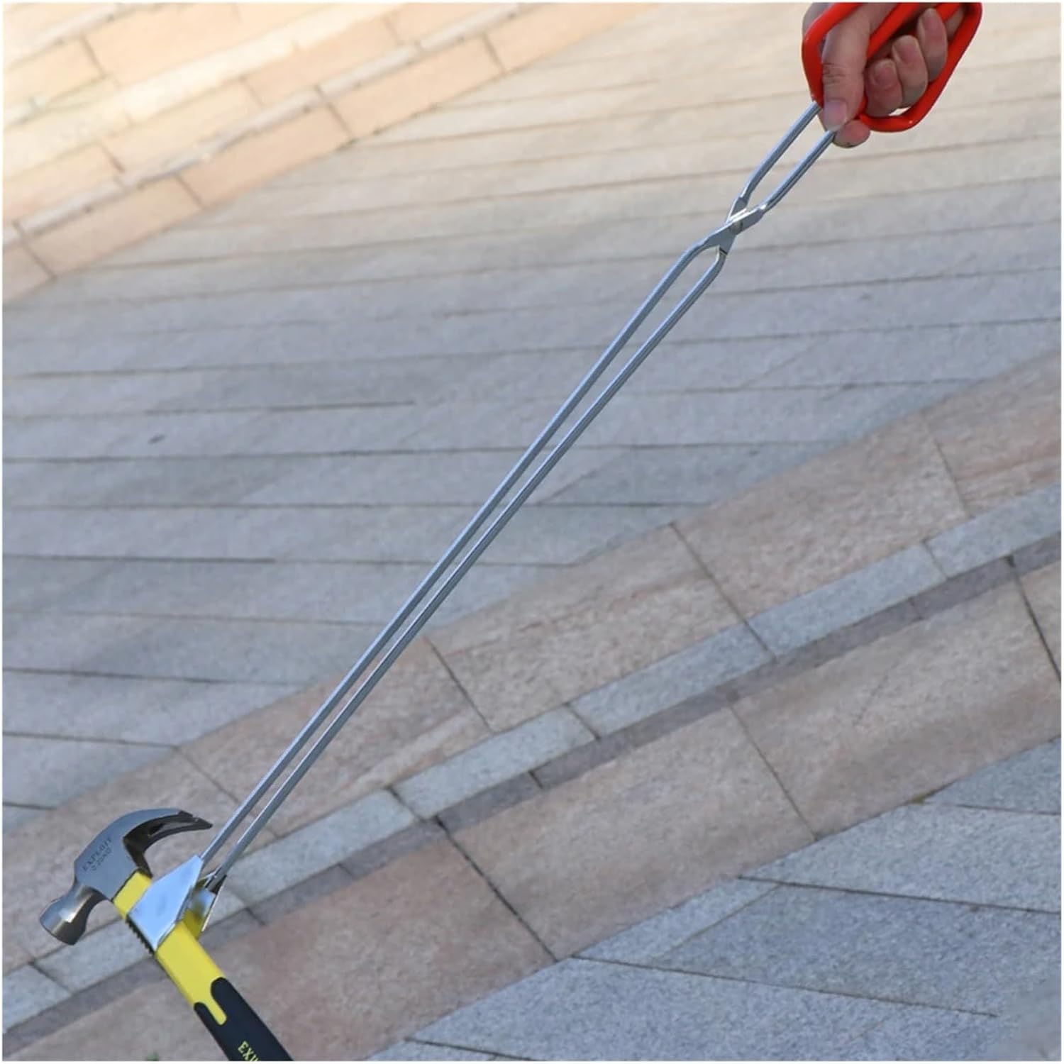 Grabber Tongs Tong Trash Tool Garbage Picker Scissor Reacher Pick Up Long Litter Firewood Waste Clip Log Fireplace Gripper for Fire Pit Bonfire Campfire Outdoor Indoor