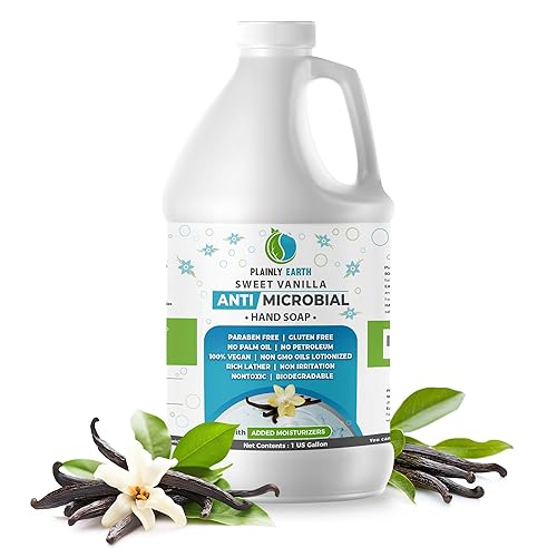 Miniatura 8 de Jabón de manos líquido antimicrobiano (64 onzas), repuesto de jabón antibacteriano, botella de repuesto de jabón de manos, jabón hidratante sin