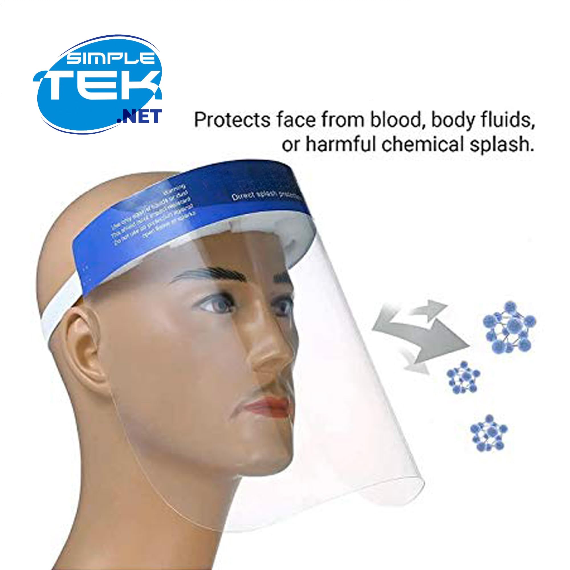 Visera de protección de pantalla facial transparente de plexiglás antisalpicaduras (DPI certificado) (12)