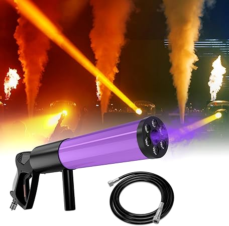 Handheld CO2 Jet Blaster, CO2 Cannon Smoke Machine with RGB LED Lights, Carbon Dioxide Column Gun Stage Effect Equipment Hose Tube for Events/Wedding/Concert/Party/Club 1Pack