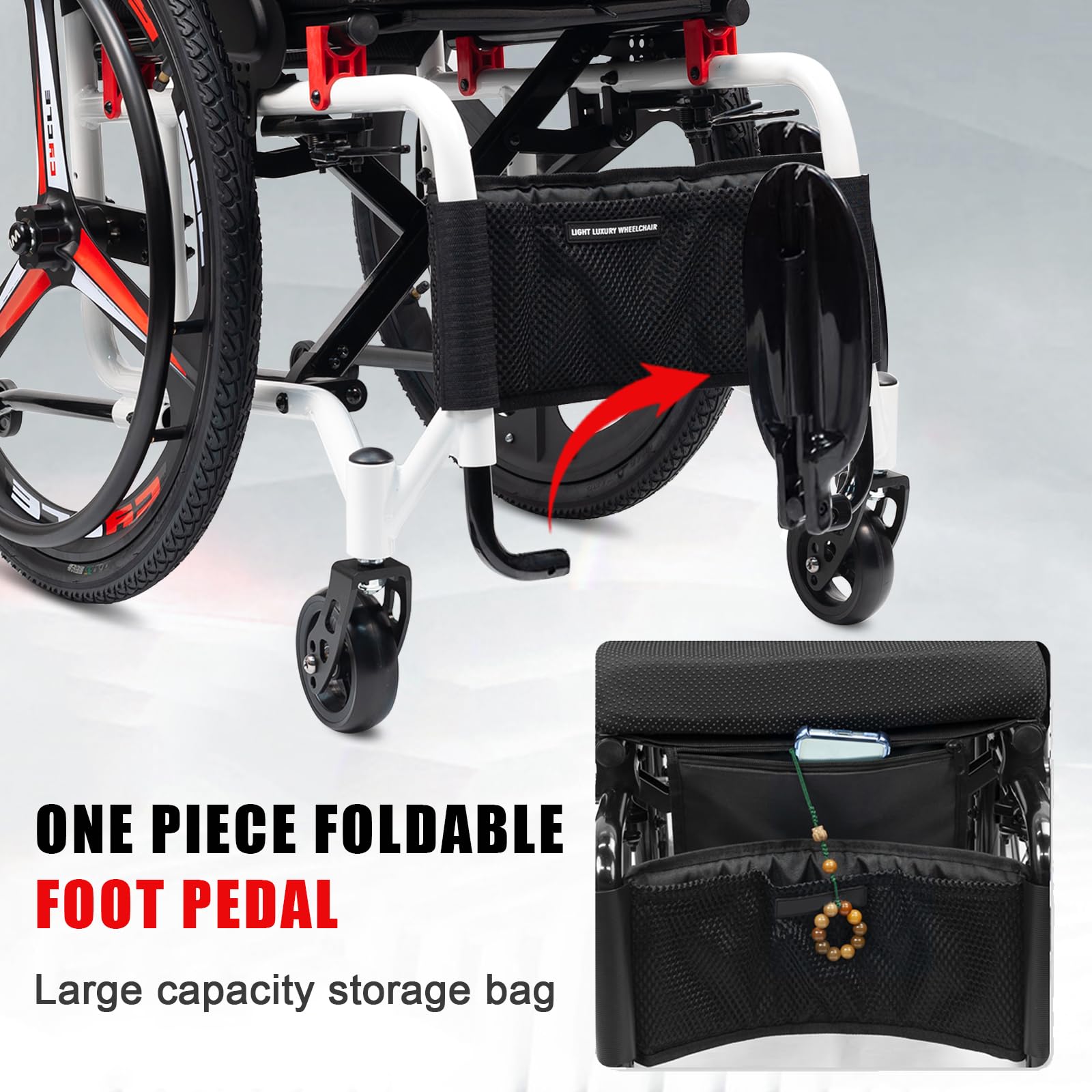 Silla de Ruedas Deportiva Manual Plegable - Ultraligera de Aleación de Aluminio,carga 100 kg,silla De Ruedas De Transporte Plegable Deportiva,Freno de mano, liberación rápida(Seat width 42cm/16.5in,A)