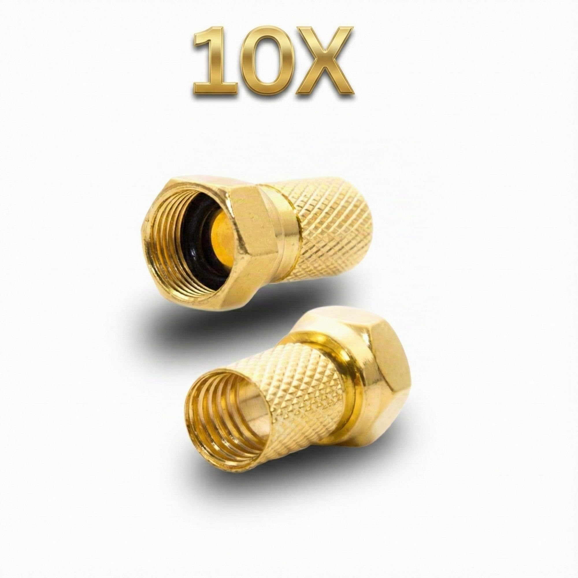 Premium X 50m Cable coaxial DELUXE PRO de NEGRO 135dB Cable de antena SAT de COBRE PUR blindado de 5 vías con 10x F - Conector