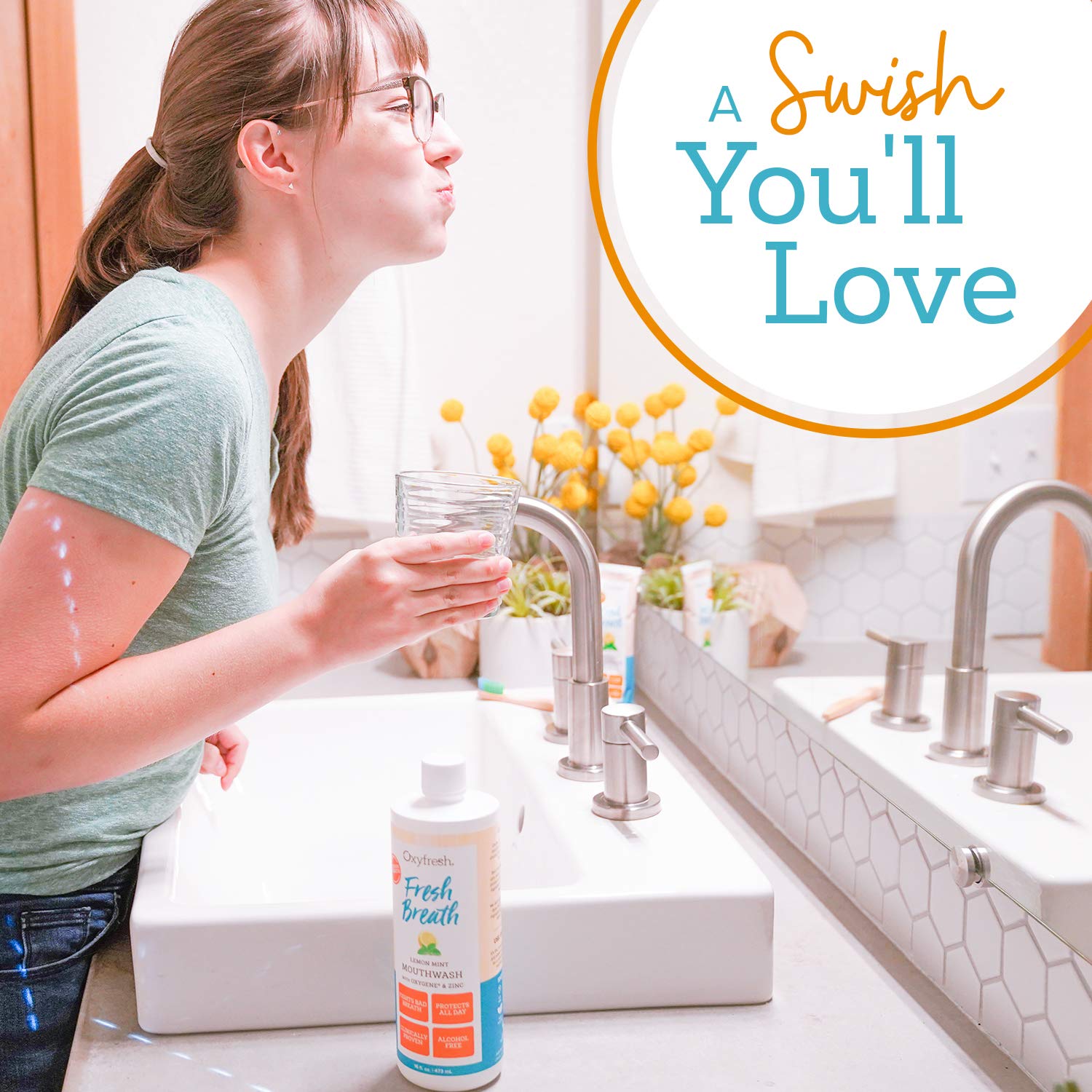 Oxyfresh Lemon Mint Mouthwash Oxygene & Zinc 1 Gallon 128 oz