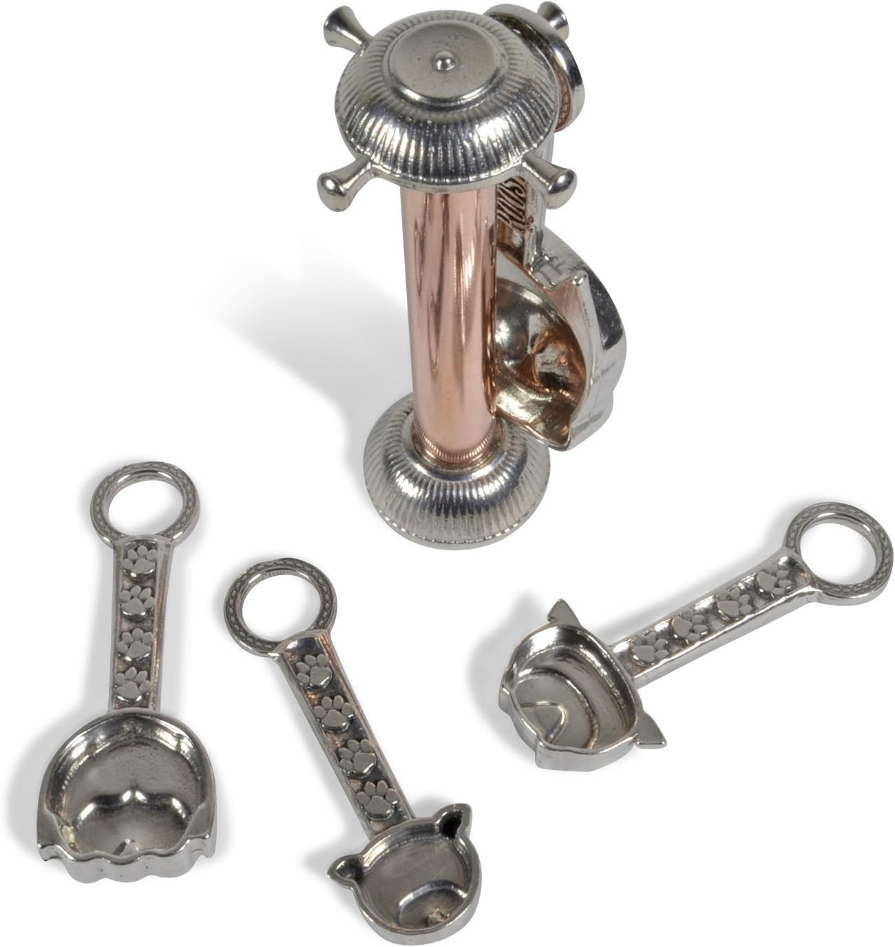 Good Dog American Handmade 5-Piece Pewter Measuring Spoon Set with Stand by Roosfoos