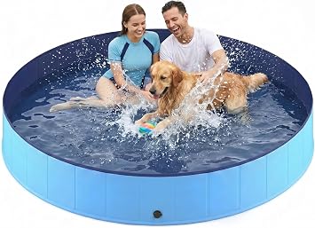 Foldable Dog Pool, Collapsible Dog Swimming Pool Hard Plastic Portable Pets Bath Tub for Dogs and Cats, Pet Wading Pool for Indoor Outdoor Backyard