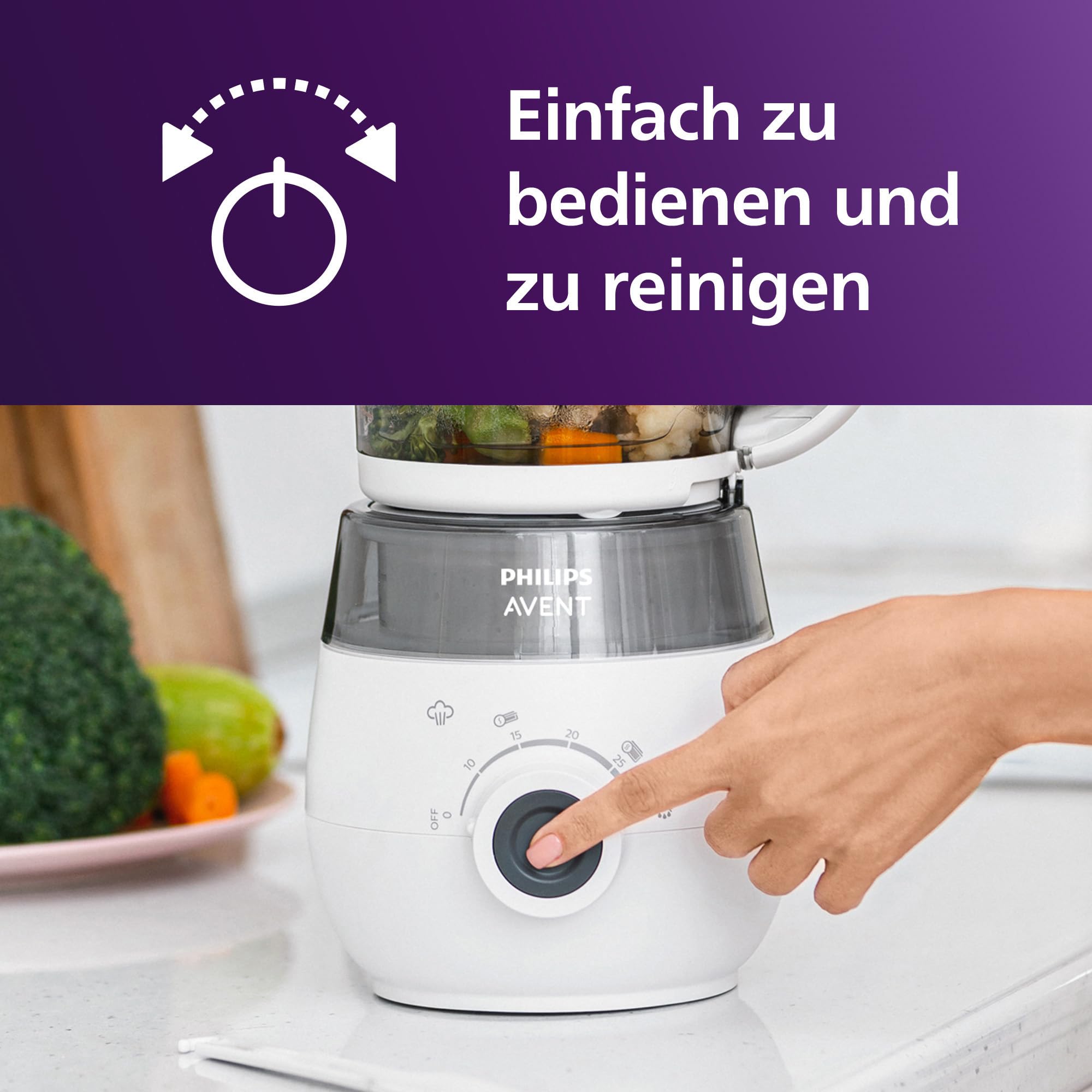 Philips Avent 4-in-1-Babynahrungszubereiter Dampfgarer Mixer SCF883/20