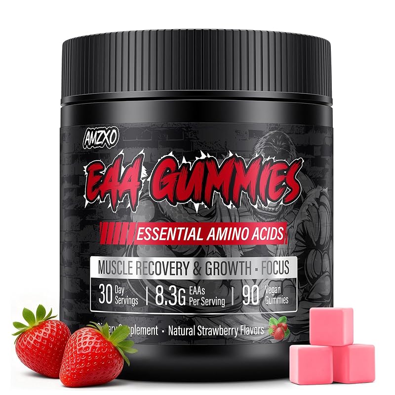 AMZXO Gomas de aminoácidos essenciais com BCAAs 2:1:1, 8300 mg, 90 gomas