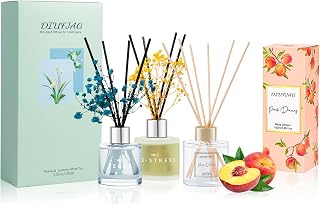 Freesia Jasmine White Tea Reed Diffuser Set and Peach 100ml Reed Diffuser