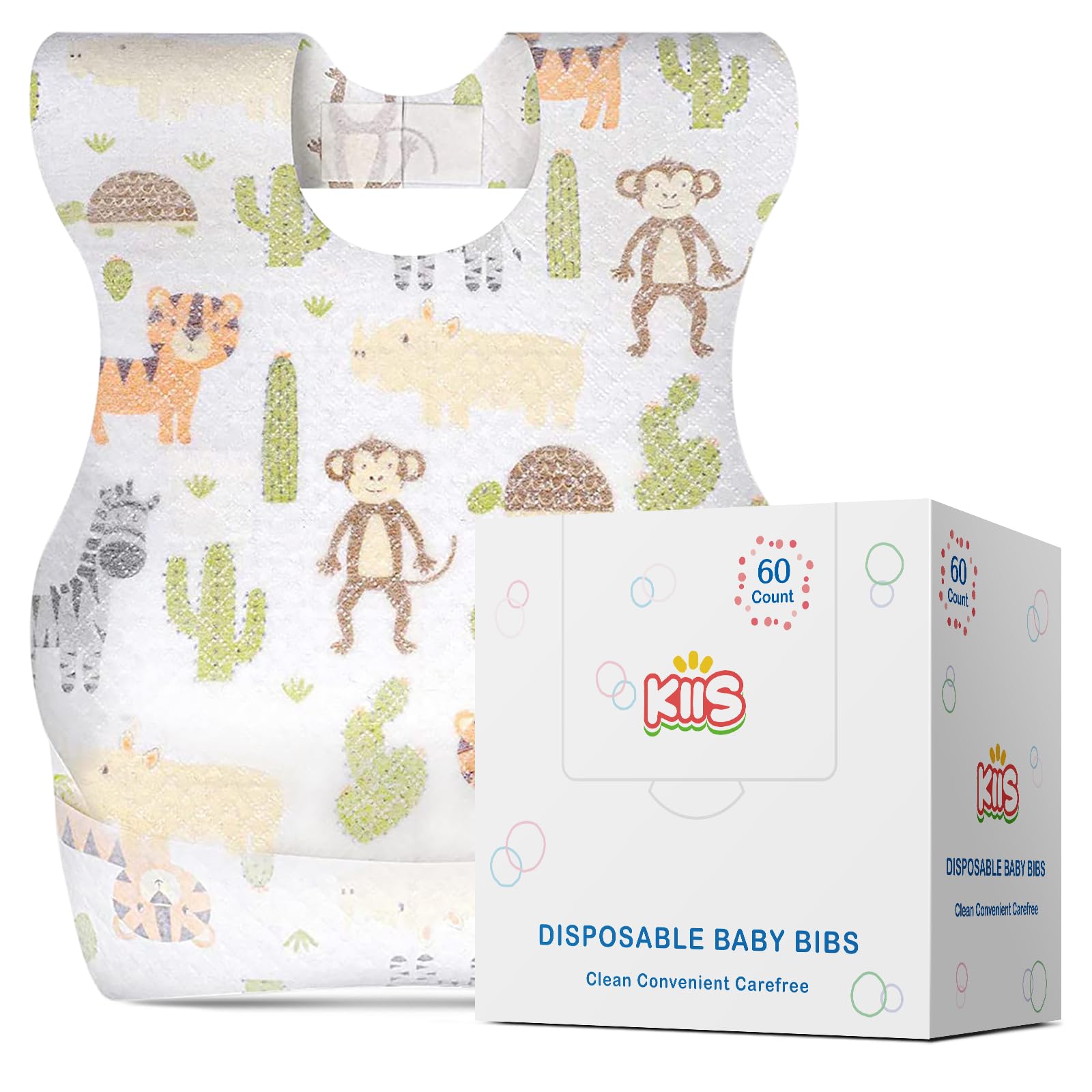 KIIS Disposable Baby Bibs for Baby Boys and Girls - Individually Packaged - Hygienic, Soft and Leakproof (20 PCS / 60 PCS)