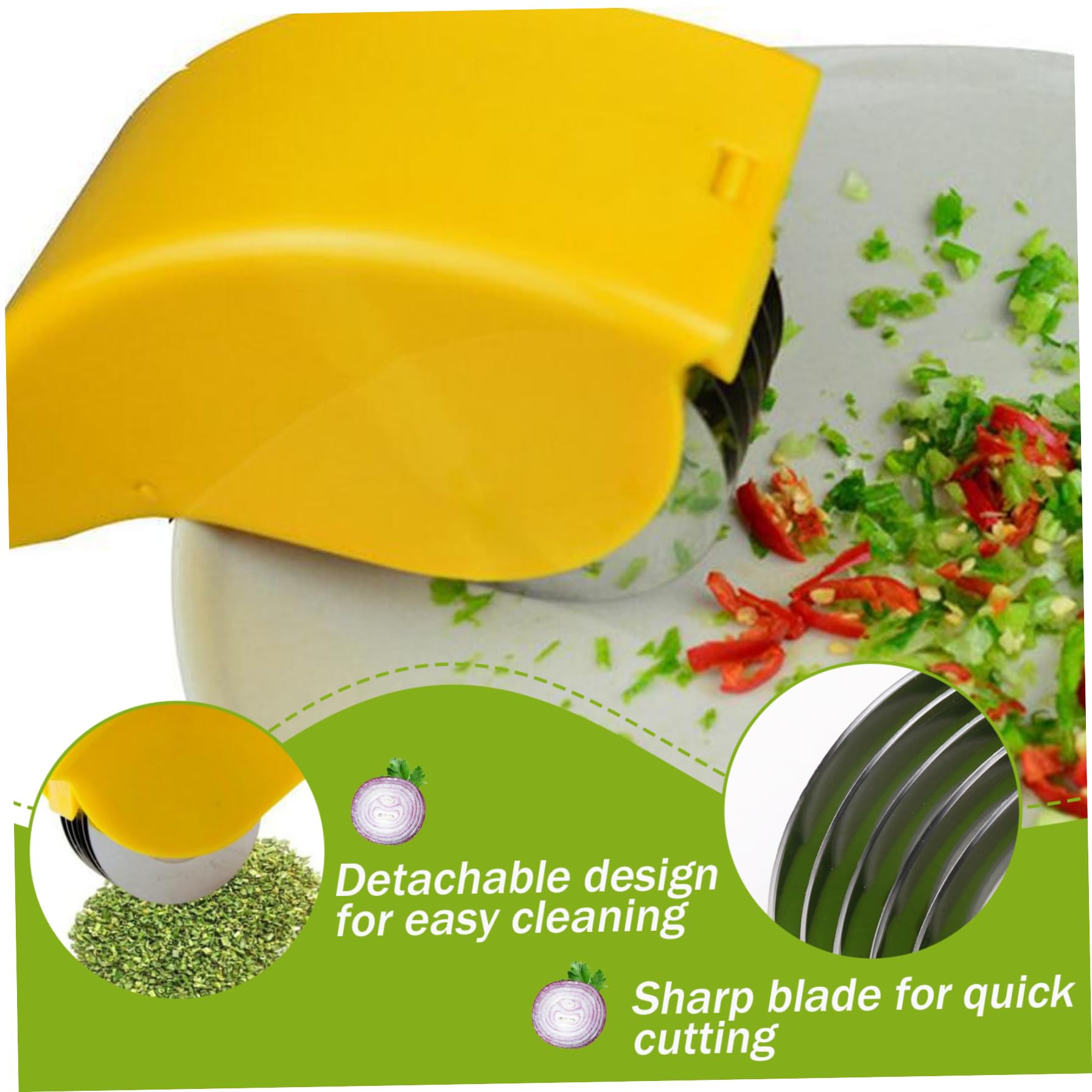Cilantro Chopper Herb Roller with 6 Blade Manual Parsley Chopper Stainless Steel PP Herb Cutter Roller Sharp Detachable Washable Cilantro Cutter for Cilantro Scallion Parsley Yellow
