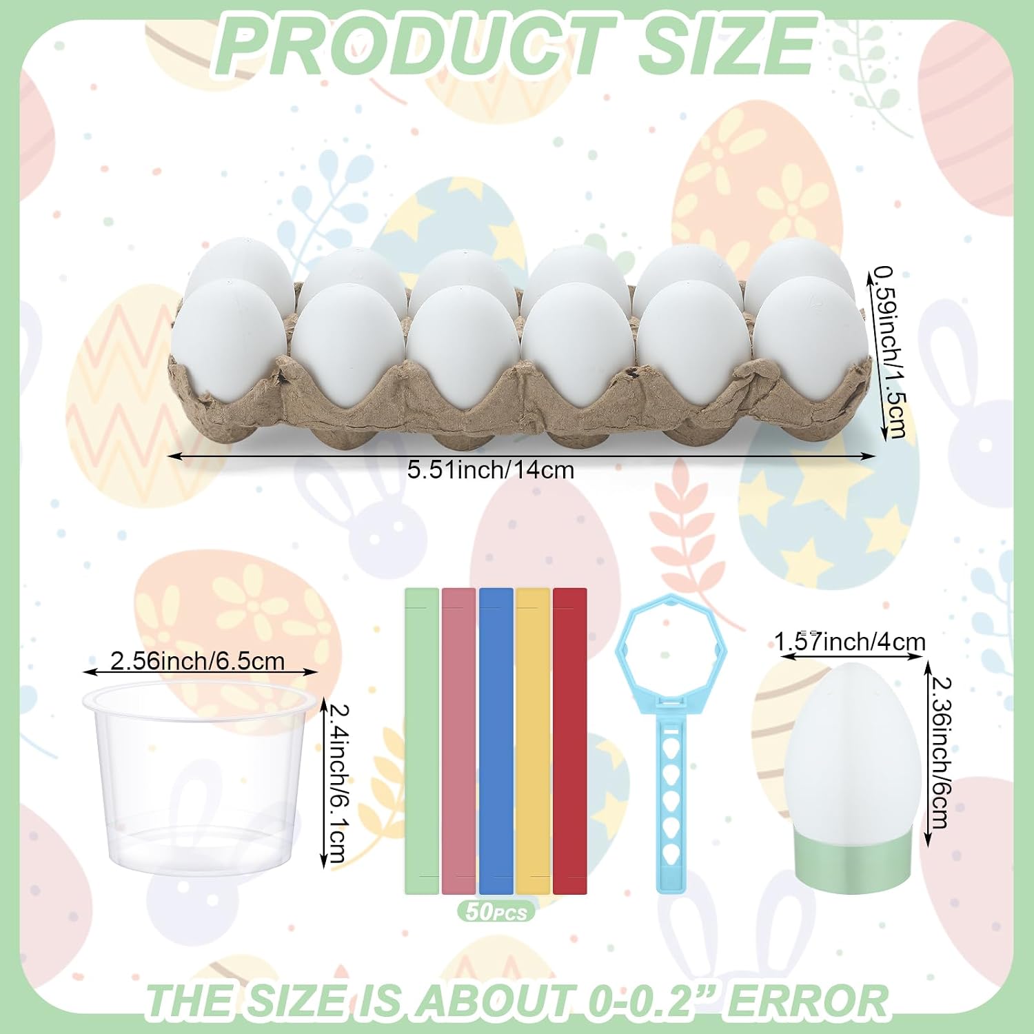 Lunmon 129 Pcs Dyeable Easter Eggs Kit Egg Decorating Kit with Blue Tray Measuring Cup DIY Tools for Easter Party Supplies Hunt Activity