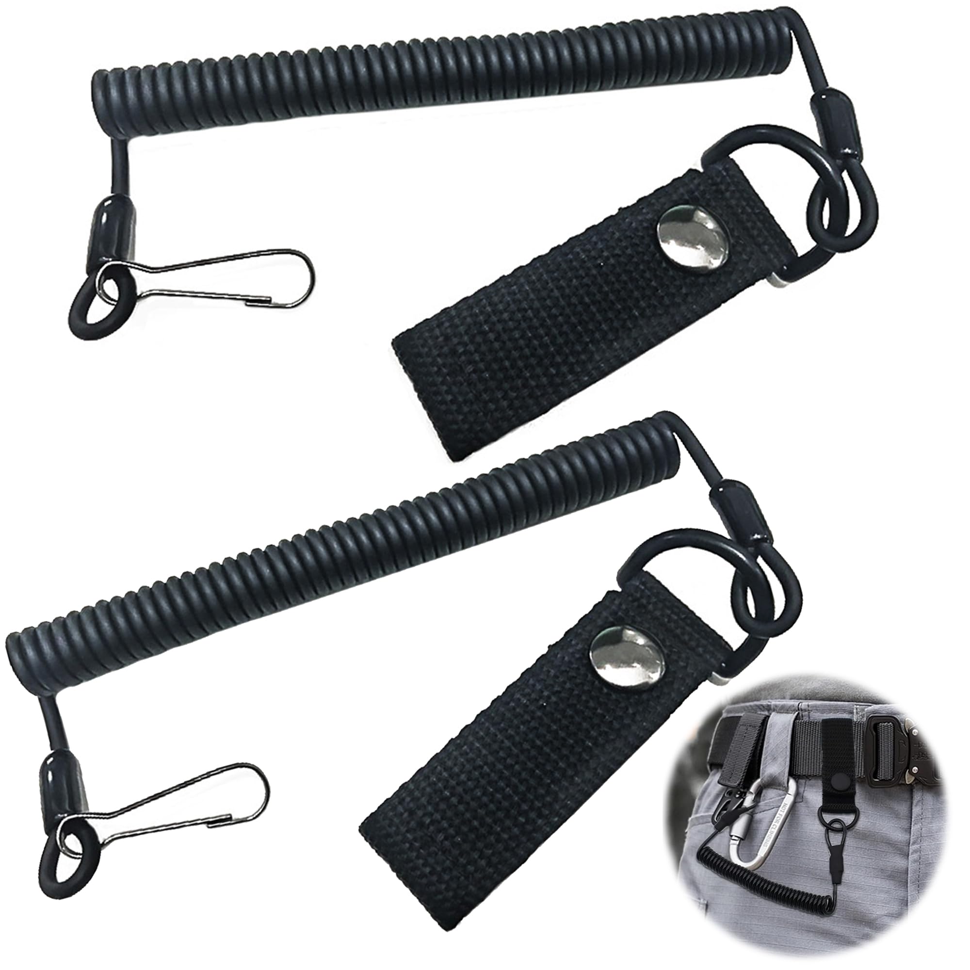 Lanyard Spiralé élastique En Paracord - S'étire Jusqu'à 140 Cm, Mousqueton, Pour Pêche, Camping, Randonnée