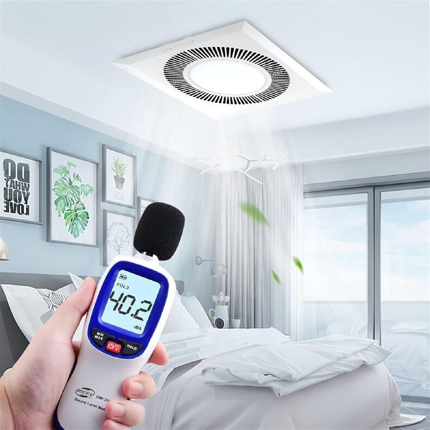 Amazon.co.jp: LEDライト付き浴室排気ファン、正方形の静かな