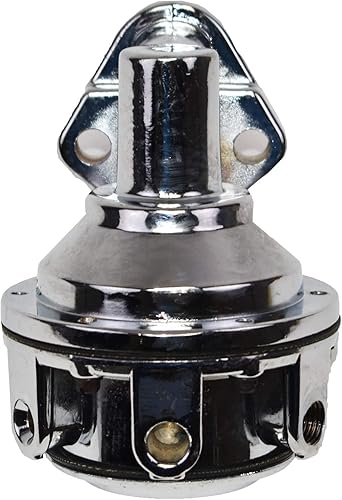 A-Team Performance 12-834 Bomba de combustible de bloque pequeño con dos válvulas mecánica, cromada, 6 PSI, 80 GPH - Entrada y salida NPT en línea