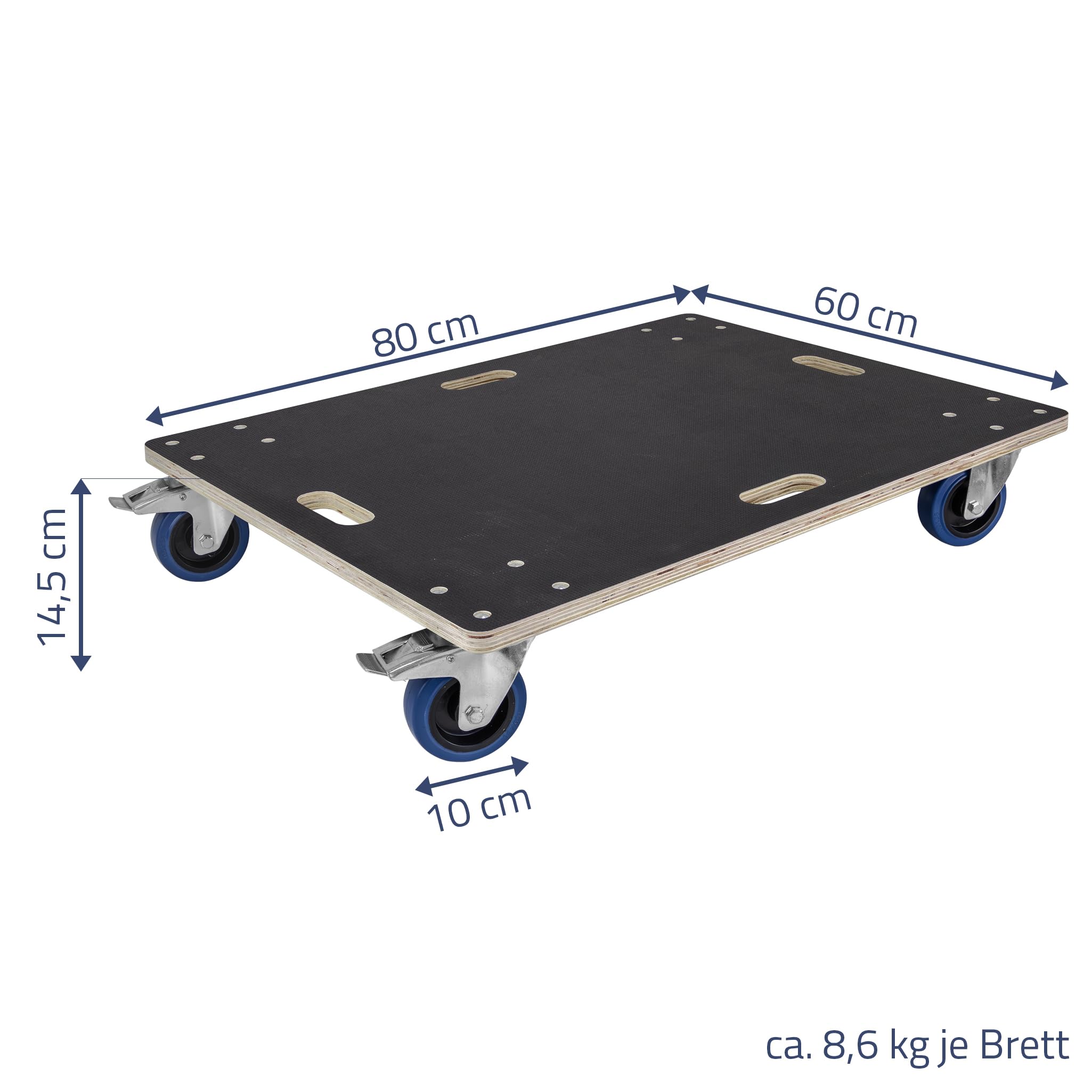 Trucky 2X Rollbrett 60 x 80 cm Transportroller 800 kg Möbelroller mit 4 Rollen und 2 Bremsen Rollwagen für Möbel Transportwagen Transport
