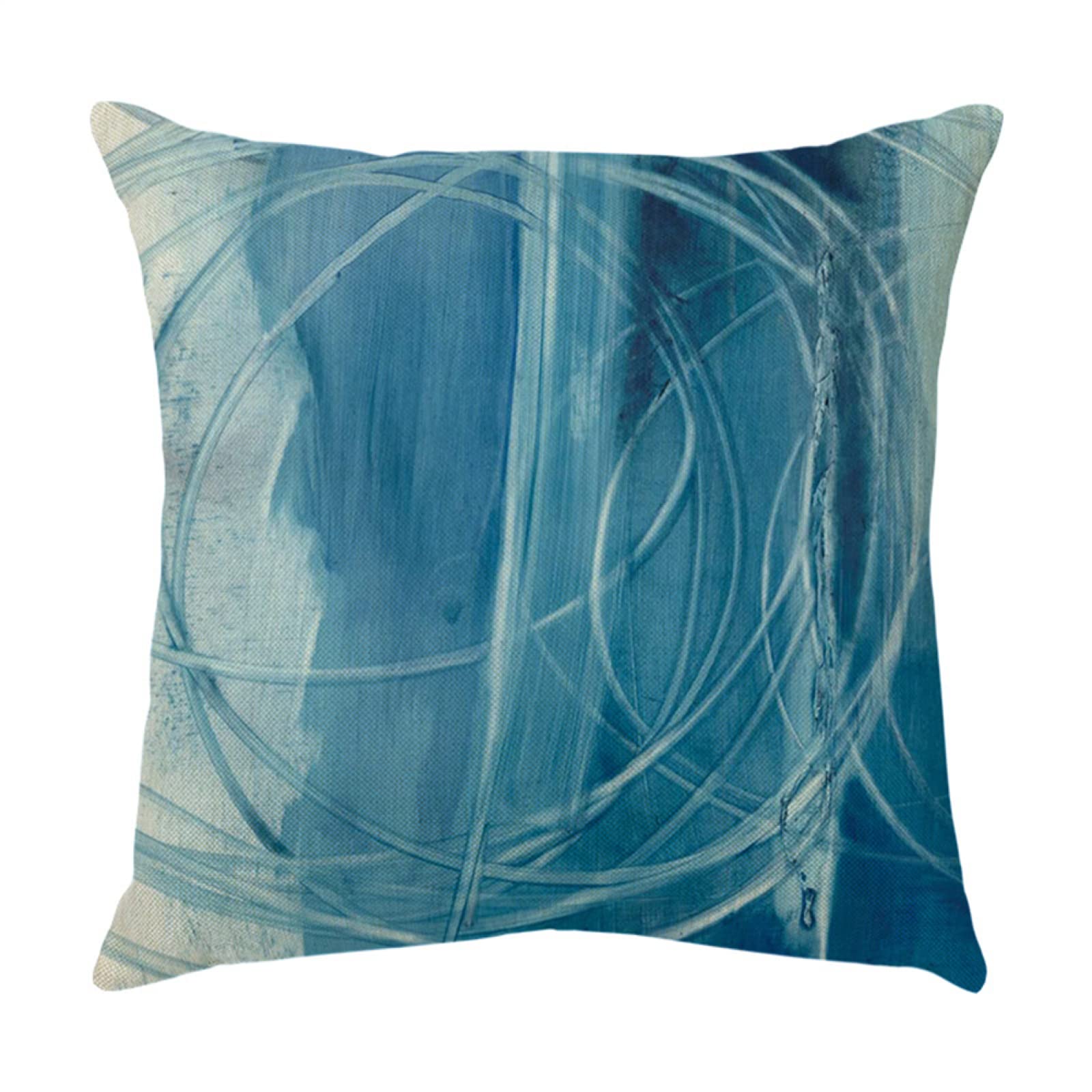 4 Piezas Funda de Almohada Rayas Azules Abstractas Fundas de Cojín Terciopelo Sencillo y Decorativo para Sofá Camas Dormitorio Coche Lino Cojines Throw Pillow Covers 80x80cm/32x32 Inch
