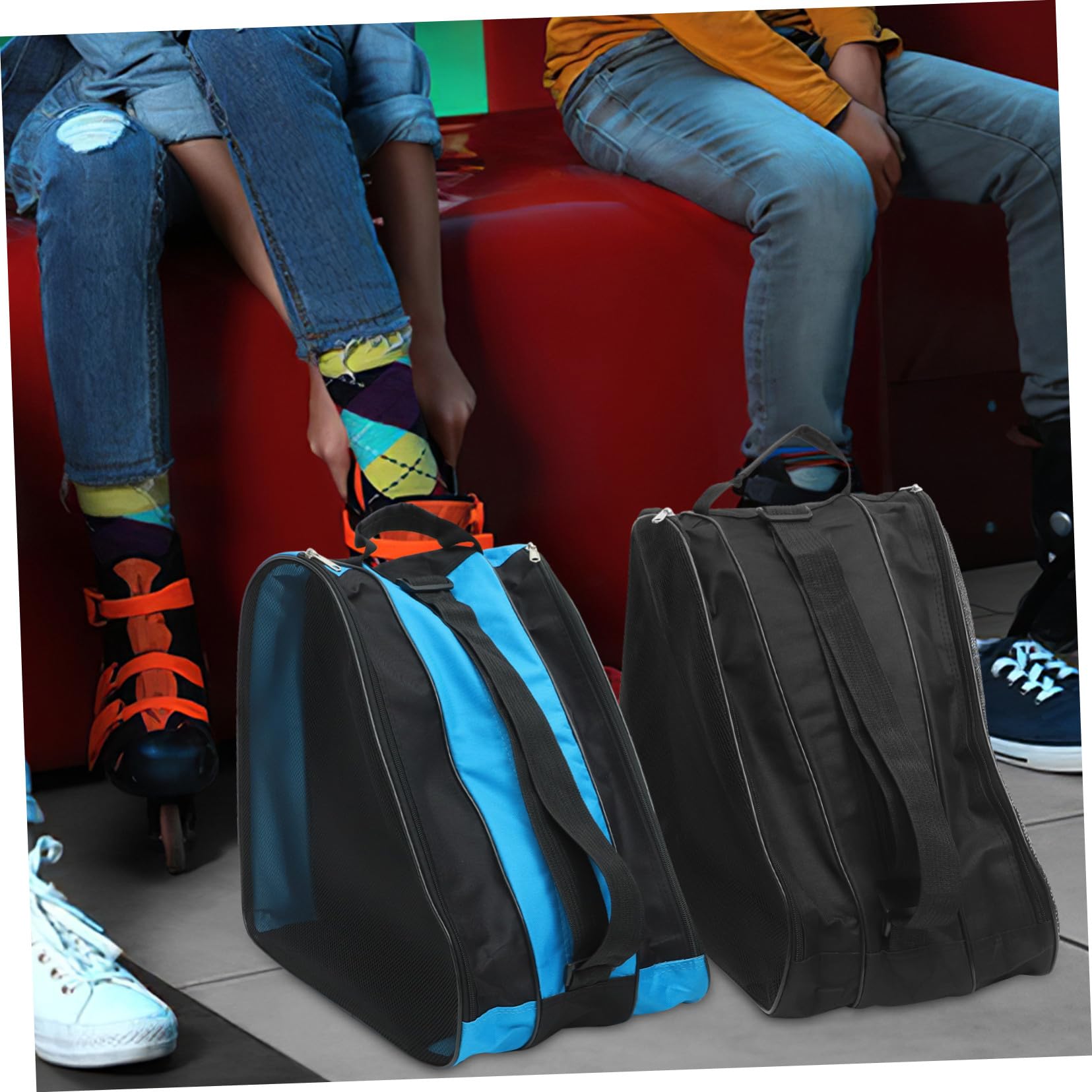 Mikikit Borsa Per Pattini a Rotelle Cerniera 2 Pezzi, Resistente e Traspirante, Custodia Porta Pattini e Scarpe Da Skate Per Trasporto e Protezione Sport All’aperto