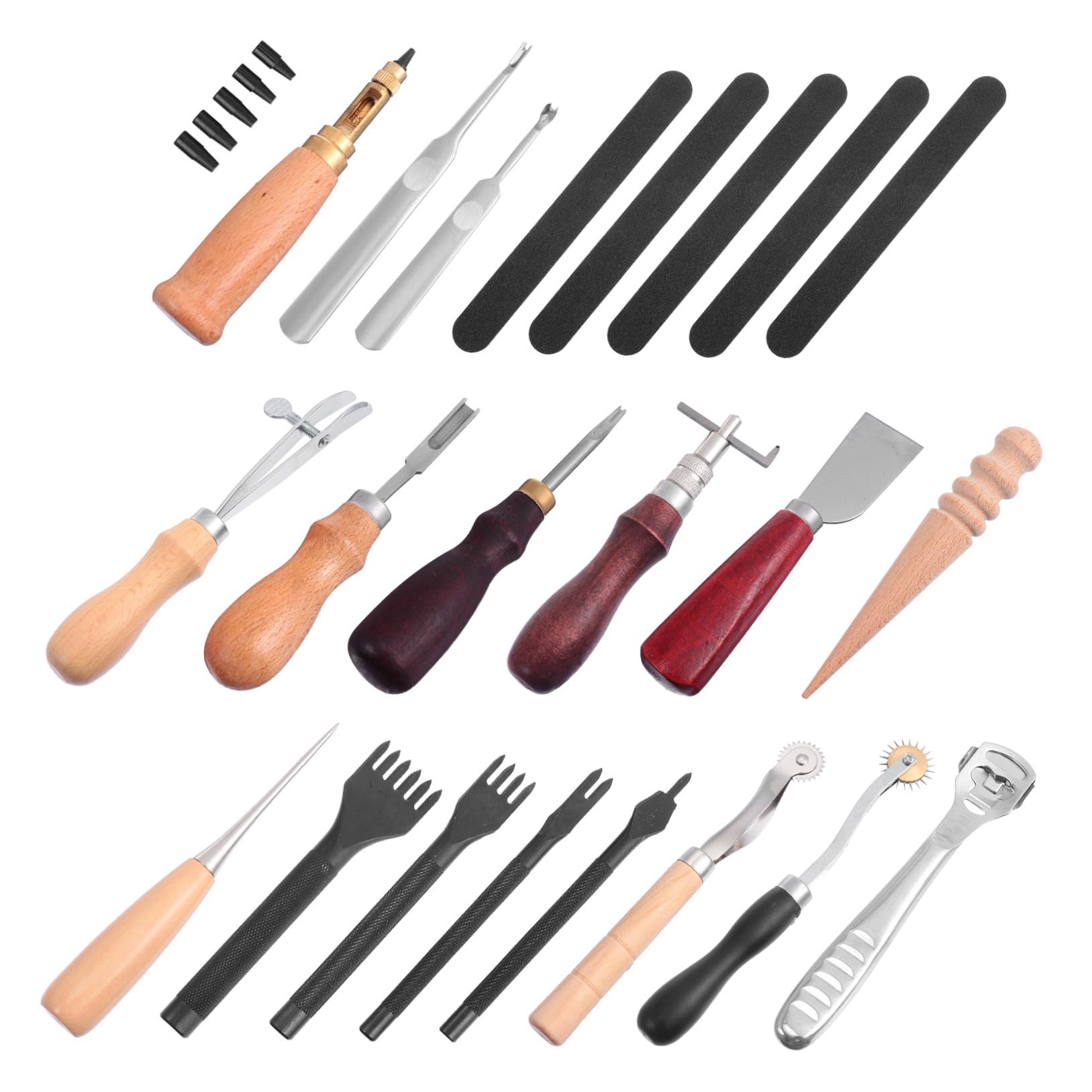 Gadpiparty Kit de 18 Herramientas para Trabajar Cuero, para Principiantes, Punzonado y Tallado, Adecuado para Proyectos DIY en Casa