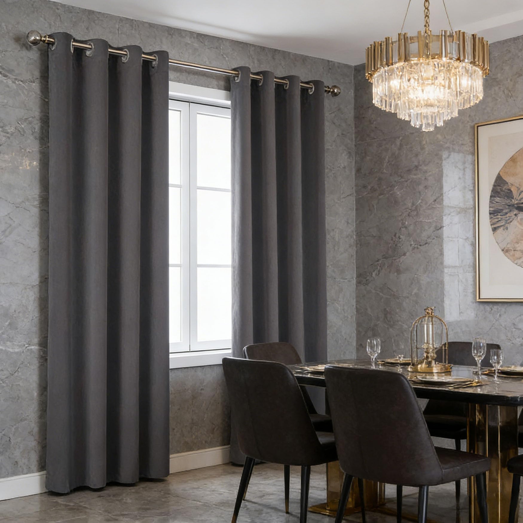 Tenda Oscurante Termica 260 x 80 cm Pesante Isolante Antivento per Freddo e Caldo Tende Termiche Coprenti Tinta Design Moderno Privacy per Camera da Letto e Soggiorno, Grigio