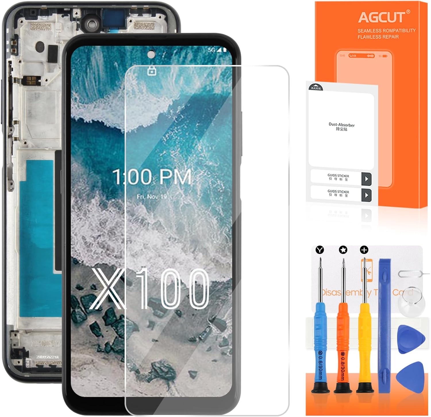 for Nokia X100 Screen Replacement for Nokia X100 5G LCD Display for TA-1399 LCD Digitizer Touch Screen Assembly Repari Parts with Frame