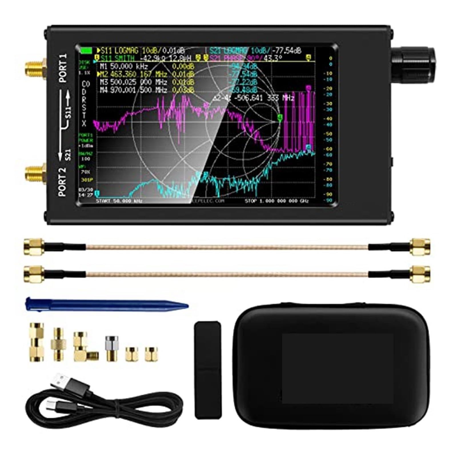 Analizador de red, Analizador De Red Vectorial 10KHz-1.5GHz Medición Antena 0,3 Pulgadas