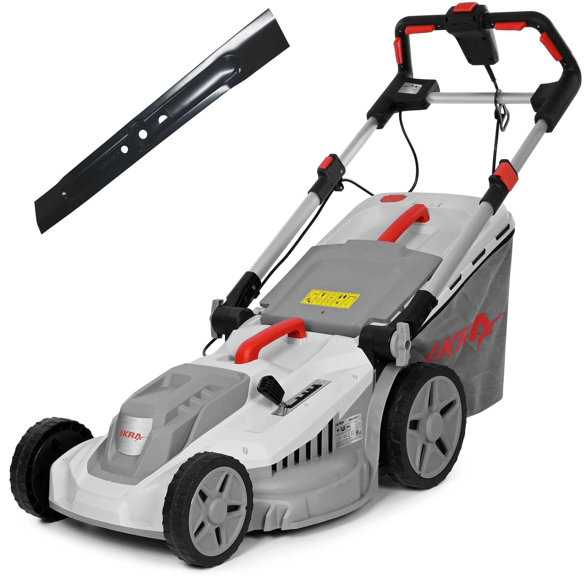 IKRA Tondeuse électrique IERM 2043 T 2000W Hauteur de Coupe 30-75mm Largeur de Coupe 43cm