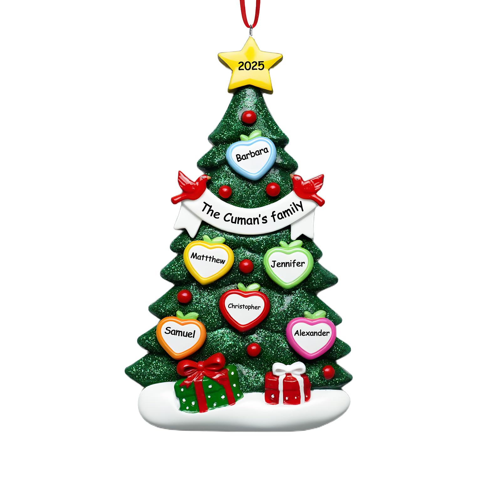 Bemaystar Personalised Family Christmas Ornaments 2025-Handmade Resin Christmas Ornaments with Name & Year-Family of 6 Keepsake Gift for Christmas 2025 — image 1