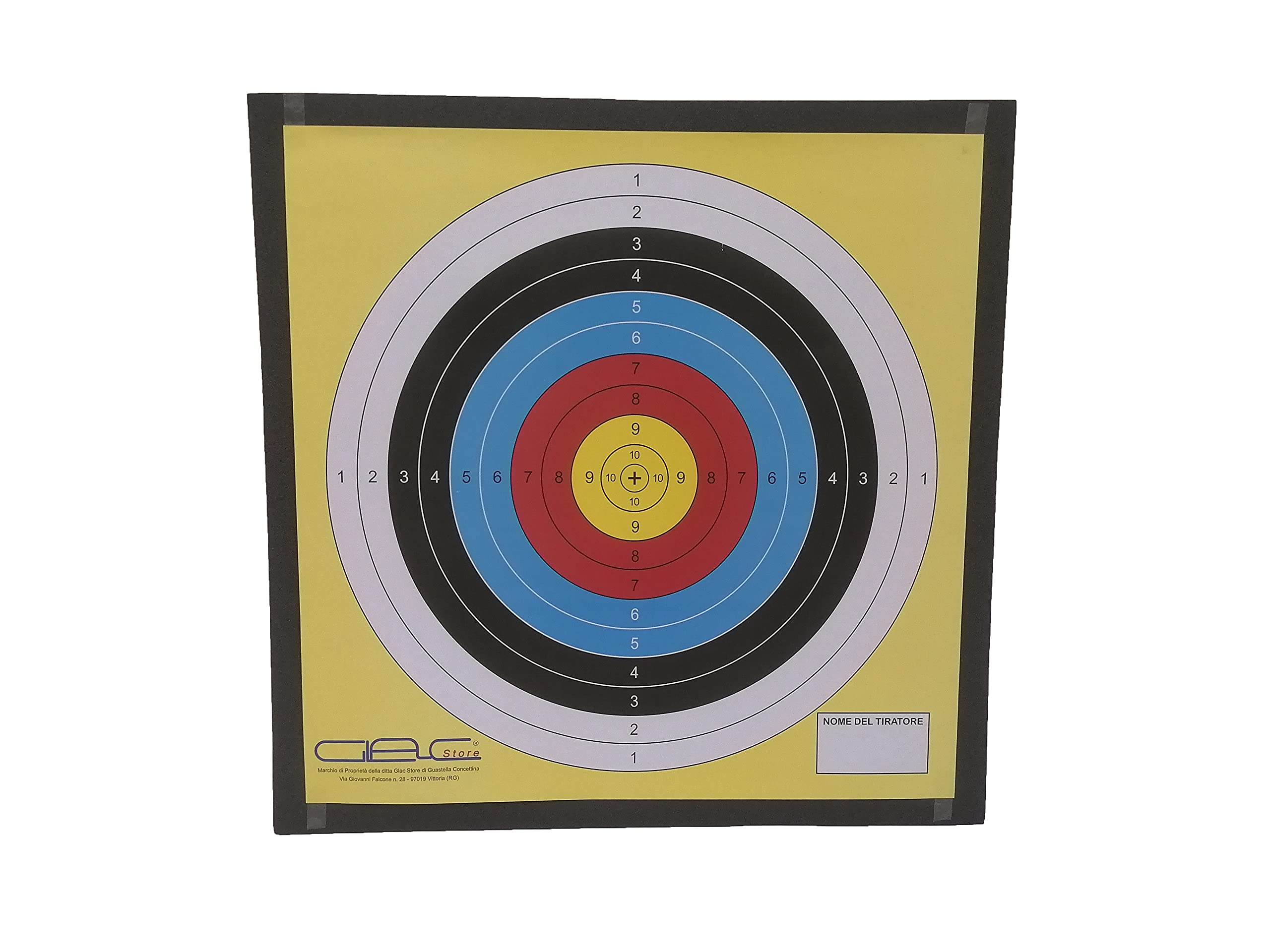 Target Cible Flèche Batti Flèche en mousse 60 x 60 x 7,5 cm Noir Tir à l'Arc et 5 Cibles Target Grande en Papier avec Nom Tireur