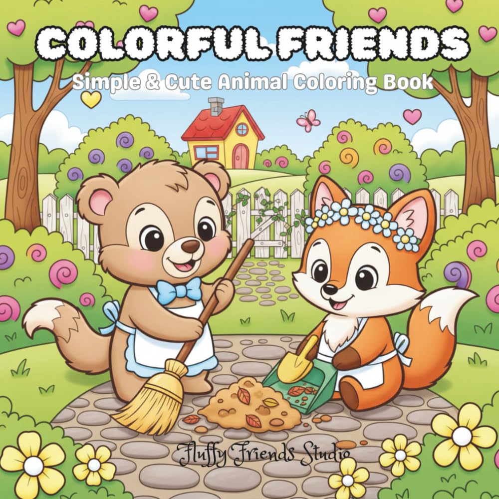 Colorful Friends: Simple & Cute Animal Coloring Book