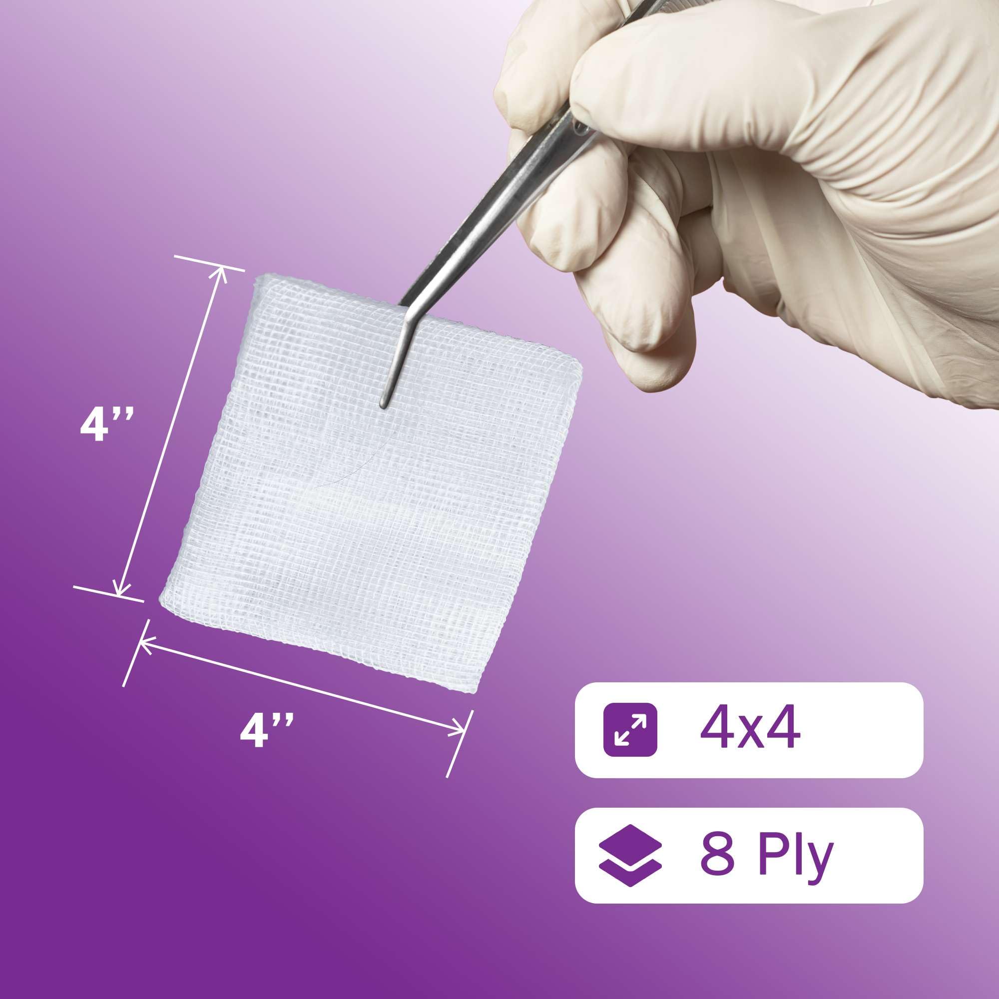 4x4 Gauze Pads 100% Cotton - 200 Non Sterile Gauze Pads for Medical Facilities, Wound Care, and First Aid - Woven 8 Ply — Amazon image 2