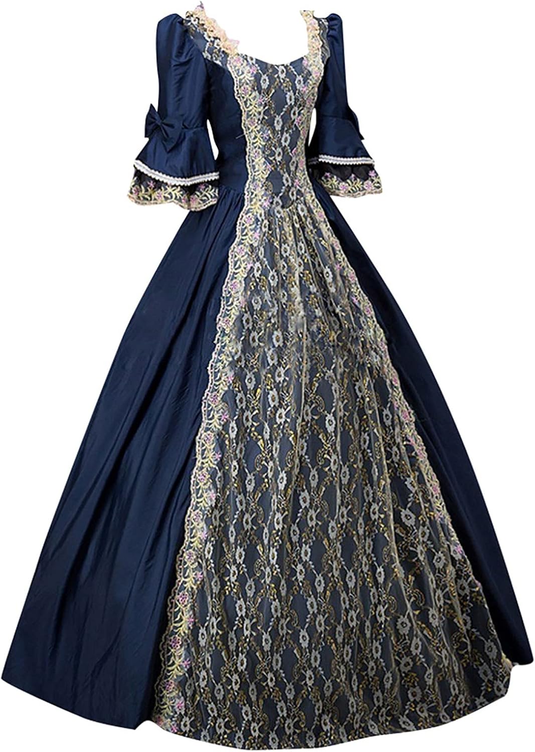 XUNRYAN Renaissance Dress Women Medieval Costume Flare Sleeve Corset Skirt Overskirt Elven Archer Irish Overdress Ball Gown