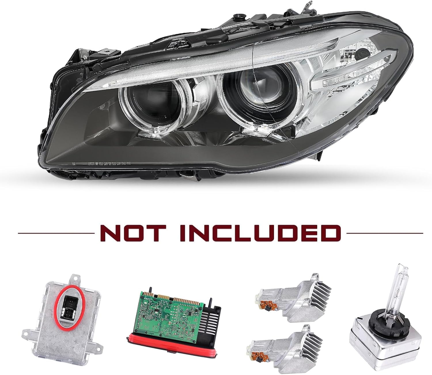 JSBOYAT Xenon w/o AFS Type Headlights Assembly Compatible With 2014-2017 BMW 5 Series F10/F18 528i 535i 550iw/LED DRL Projector, Factory Style Direct Replacement Headlamps Driver Left Side