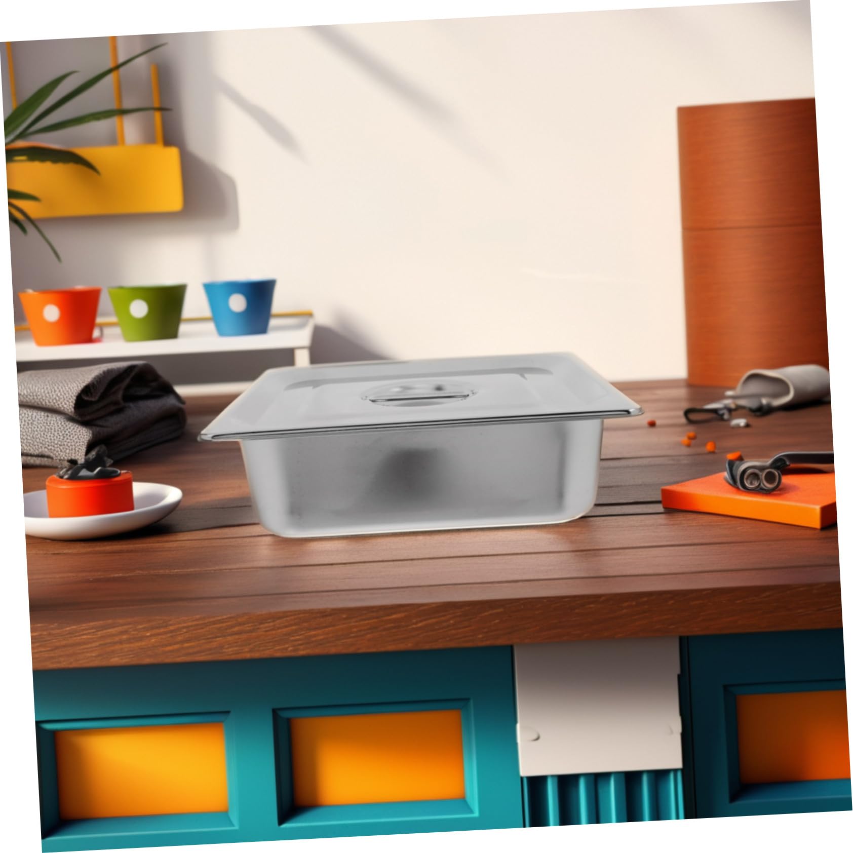 Uonlytech Bacs de Buffet en Acier Inoxydable 1/2 Gn 33x265x100 Mm avec Couvercle Hermétique, Plats Gastronorms Robustes pour Restauration Professionnelle, Service Traiteur Cuisine