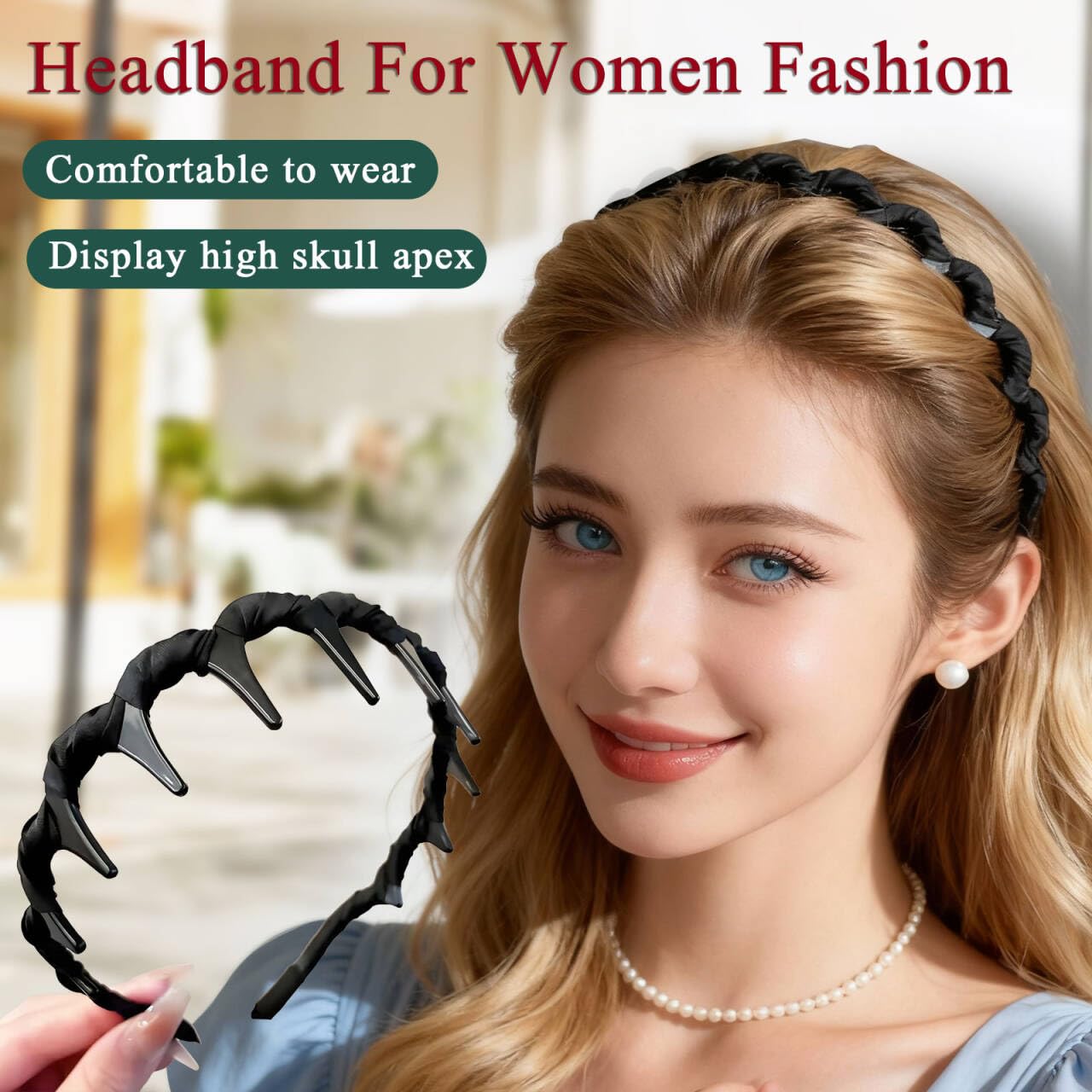 5Pcs Zig Zag Headbands,Retro High Skull Headband,New U Shape Fashion Tooth Hair Comb Headband,Vintage High Cranium Headbands,Hairs Bands with Teeth Hoop For Women and Girls,Girls Hair Accessories - Image 2