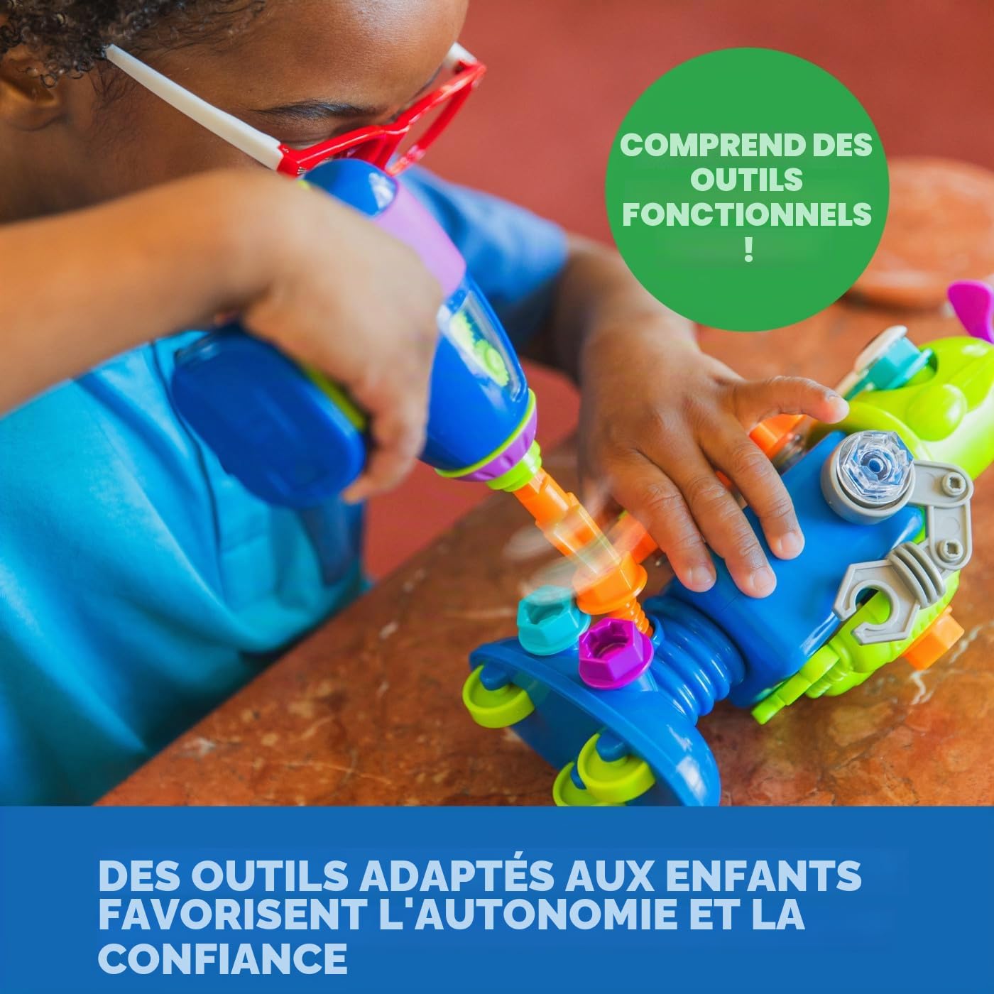 Learning Resources Atelier Robot Design & Drill, Robot pour Les garçons et Les Filles, Jouets STEM de Construction pour Enfants, Jouets à emporter avec perceuse pour Enfant Qui Fonctionne, dès 3 Ans