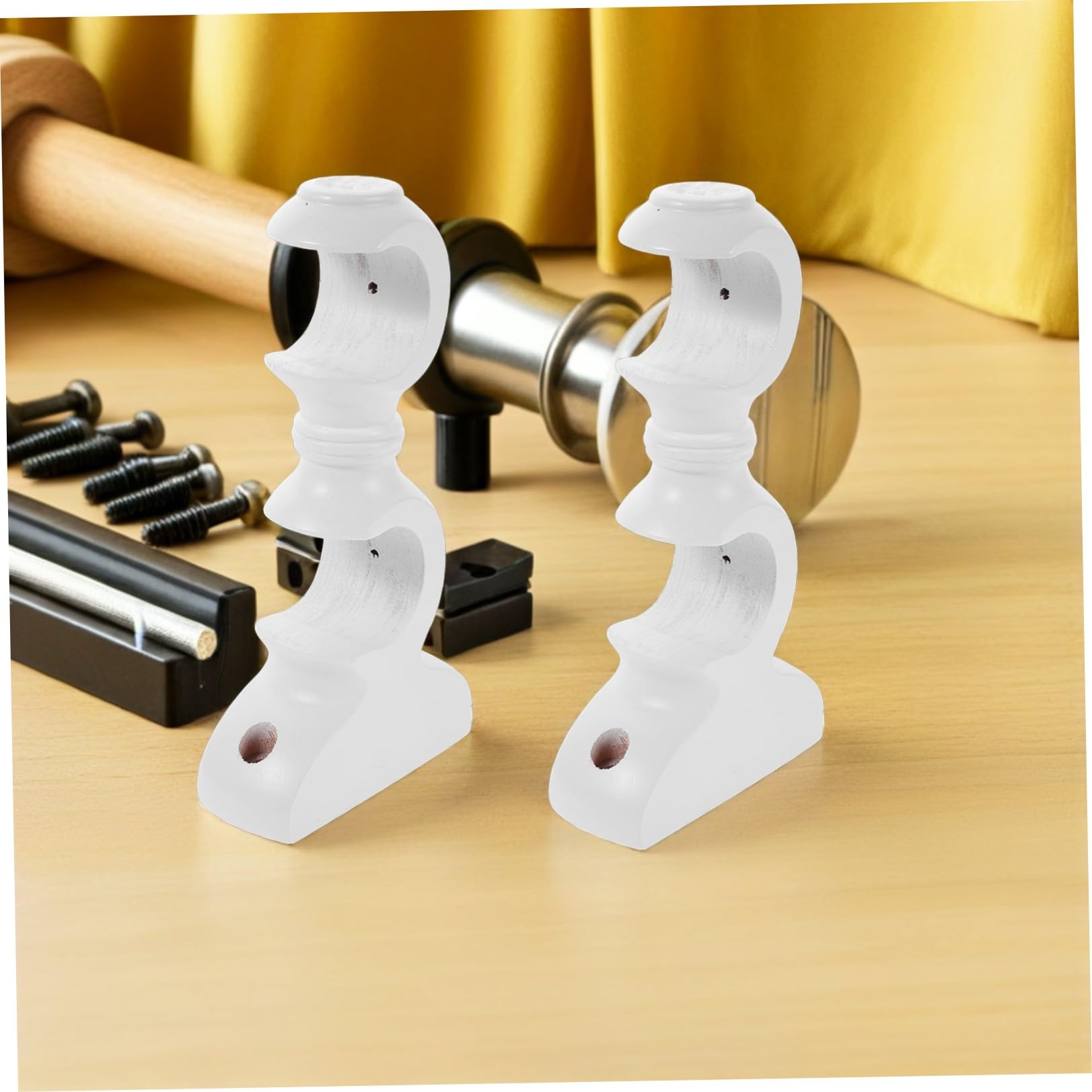 Toyvian 4 Pezzi Supporto in Legno per Bastone Base Doppia con Staffa di Fissaggio Resistente per Tende Romane Accessorio per Arredamento Casa