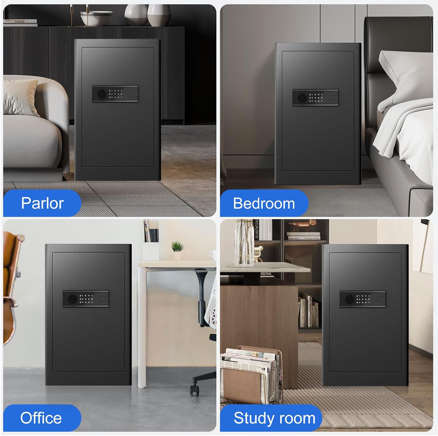 6.5 Cuft Safe Box Fireproof Waterproof, Anti-Theft Digital Security Safe with Programmable Keypad/Spare Keys/Removable Shelf, Large Home Safe for Money Documents Medicine Valuables