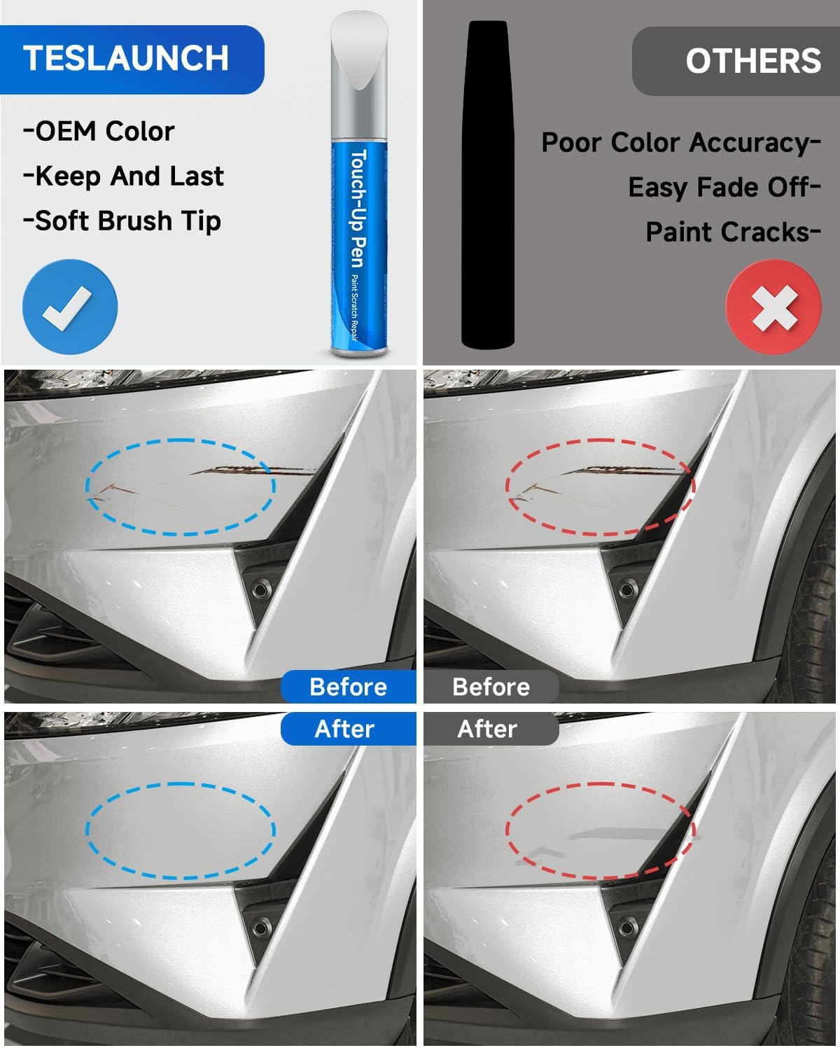 QAB Pearl White Tricoat Touch Up Paint Compatible with Nissan Exact Match Touch Up Paint Car Scratch Repair