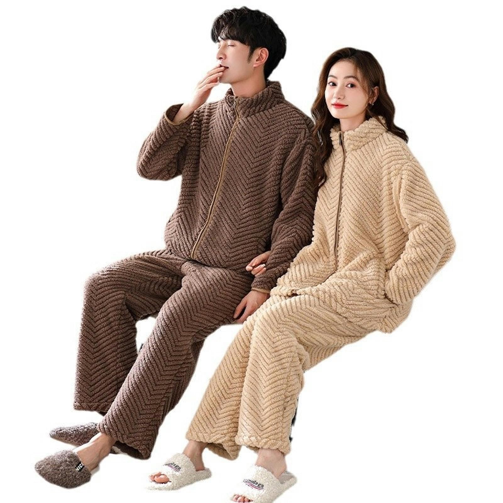 Pigiama Peluche Addensato Coppia Pigiama Autunno E Inverno Uomini E Donne Home Clothes Set-Femmina 1670 Maschio 2670-taglia XXXL Maschile