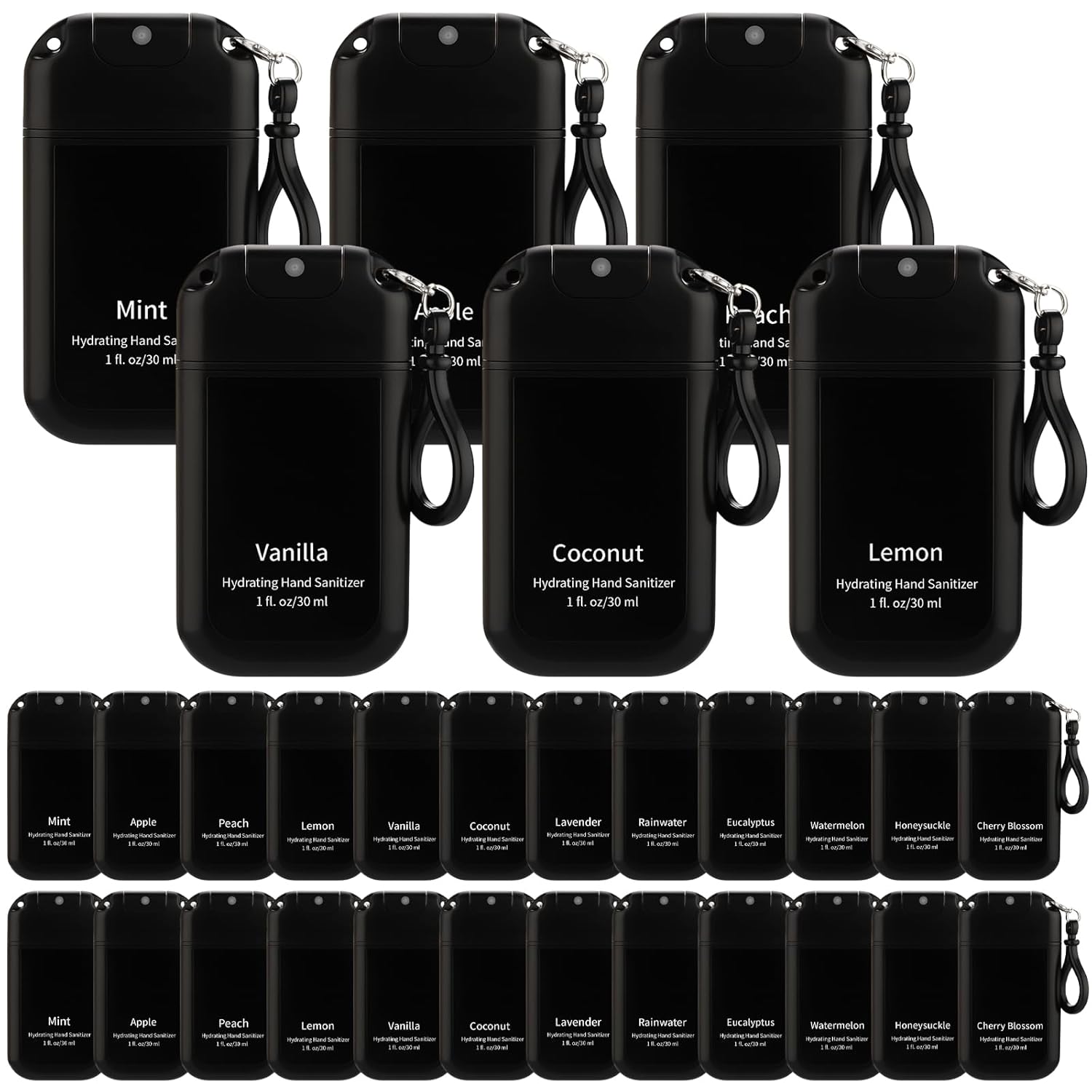 24 Pack Mini Hand Sanitizer Spray Keychain Thank You Hand Sanitizer Mist Travel Size Bulk Employee Appreciation Gift for Coworker Teacher Father Scent Moisturizing Hydrating for Gym Purse Backpack