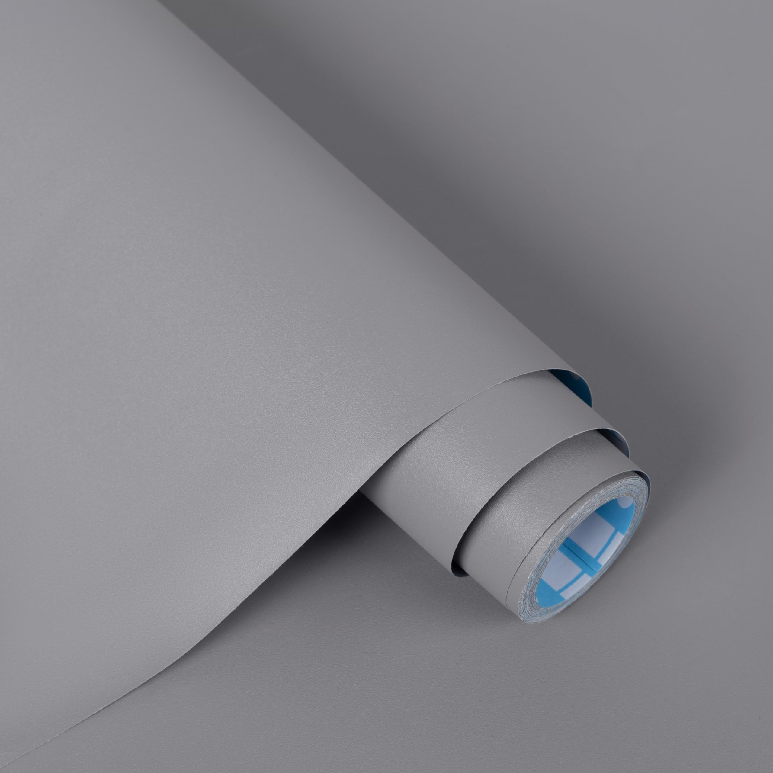 Alened Sticky Back Plastic Light Grey Vinyl Wrap Matt 40x300cm Self Adhesive Wallpaper Peel and Stick Waterproof Removable for Kitchen Cupboard Furniture Walls DIY