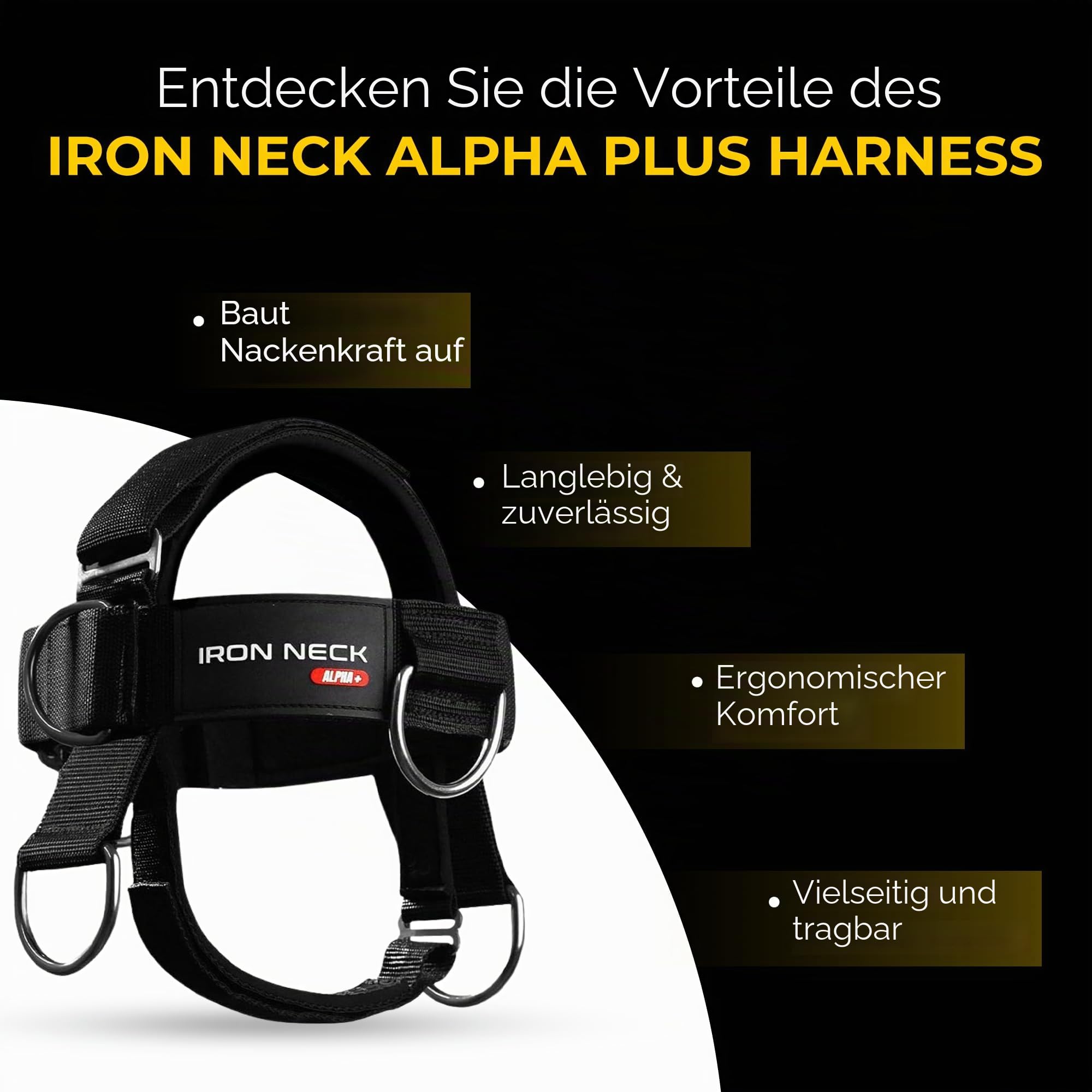 Iron Neck Nackentrainer, Stärker und Trainer mit verstellbarem Kopf- und Kinnriemen, vielseitig, tragbares Kopfgeschirr für Gewichtheben, Heim- und Fitnessstudio
