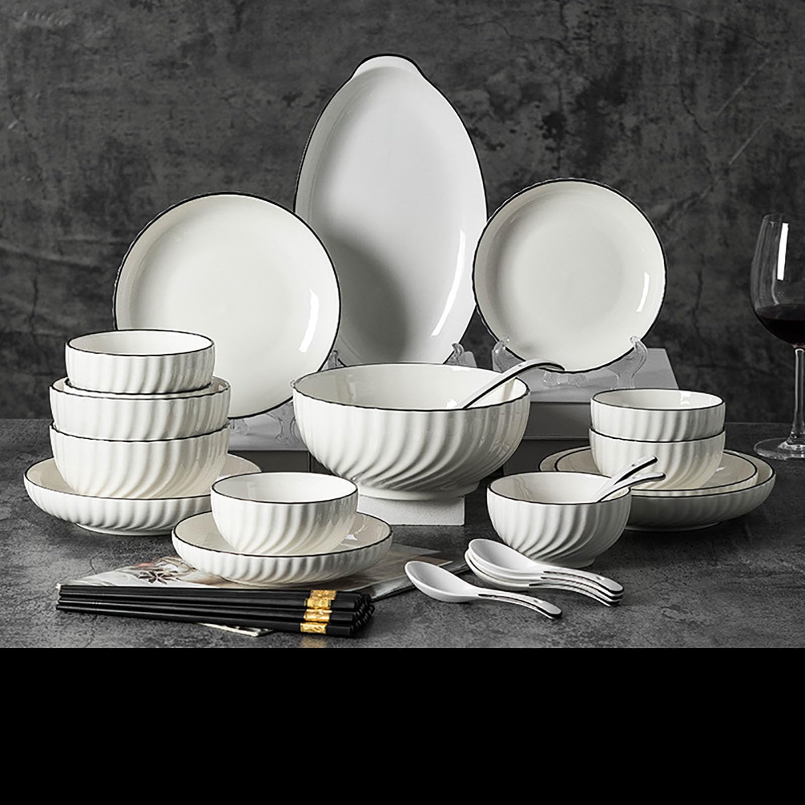 ホワイト陶器食器セット Amazon.co.jp: 食器セット、ホワイトセラミック33ピースセット