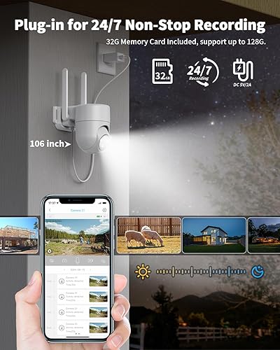 Miniatura 4 de LIWAN Cámara de seguridad celular 4G LTE con cable para exteriores, sin cámara de seguridad WiFi, enchufe para grabación 247, visión nocturna a