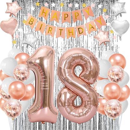Amazon 18歳の誕生日デコレーション 女の子用 Happy 18歳の誕生日デコレーション 18歳の誕生日パーティーデコレーション 18歳の 誕生日パーティーデコレーション 18歳の誕生日バルーン パーティーグッズ おもちゃ