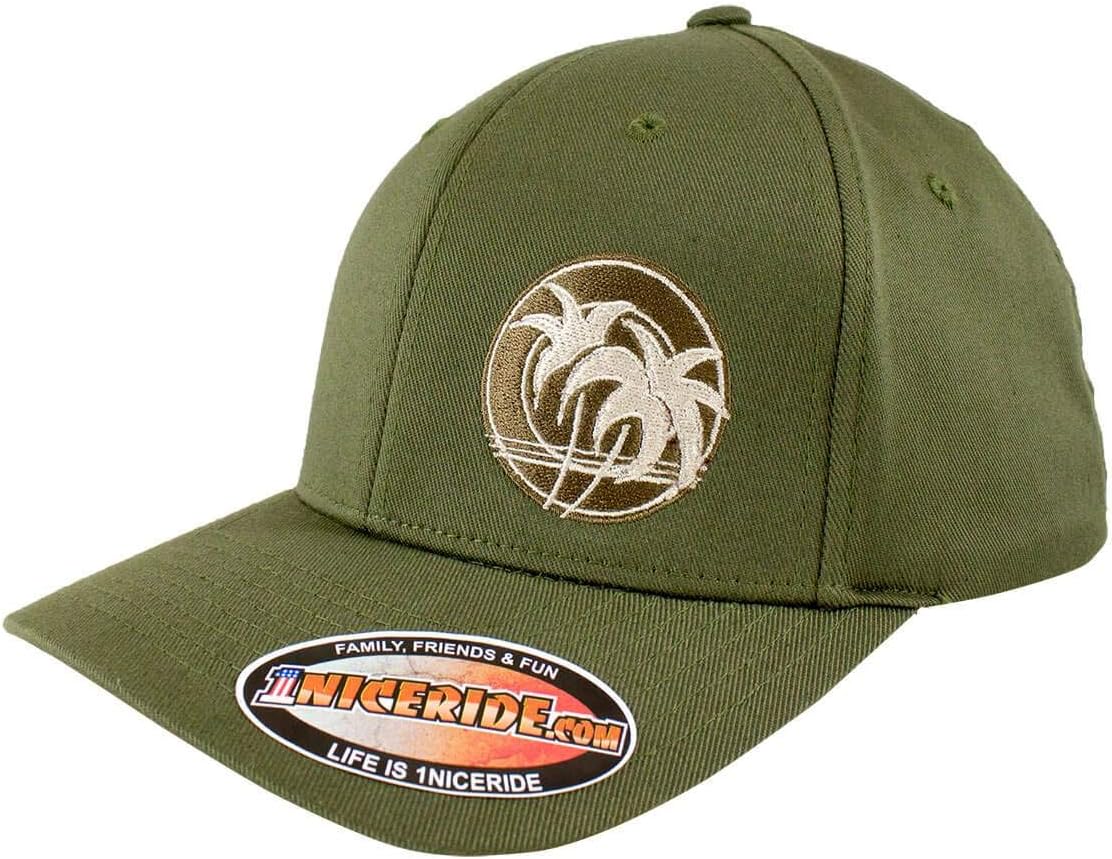 Retro Palm Unisex Fitted Hat (Olive)