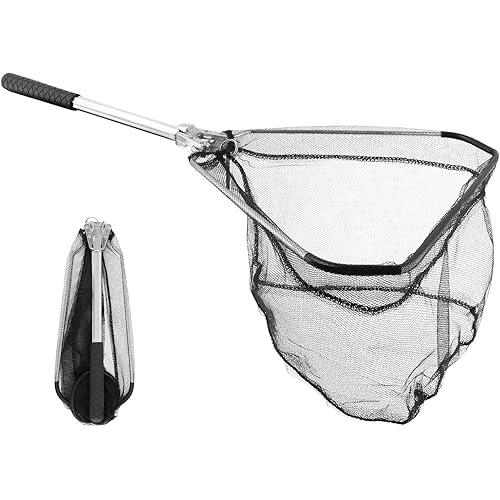 Fishing Net Minnow Nets with Aluminum Collapsible Telescopic Fishing Pole Handle and Nylon Mesh, Small F-ishing Landing Net for Saltwater Freshwater